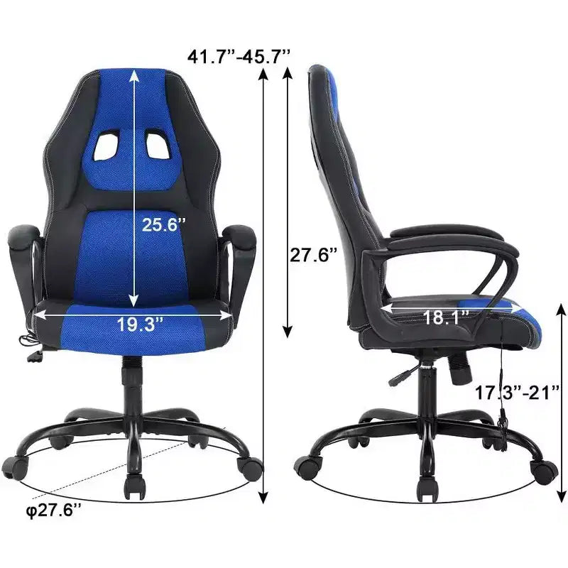 Sedia da gaming FDW, sedia da ufficio, sedia ergonomica da scrivania, sedia da computer in pelle PU con massaggio, supporto lombare, poggiatesta e braccioli