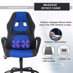Sedia da gaming FDW, sedia da ufficio, sedia ergonomica da scrivania, sedia da computer in pelle PU con massaggio, supporto lombare, poggiatesta e braccioli