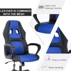 Sedia da gaming FDW, sedia da ufficio, sedia ergonomica da scrivania, sedia da computer in pelle PU con massaggio, supporto lombare, poggiatesta e braccioli