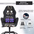 Sedia da gaming FDW, sedia da ufficio, sedia ergonomica da scrivania, sedia da computer in pelle PU con massaggio, supporto lombare, poggiatesta e braccioli