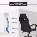 Sedia da gaming FDW, sedia da ufficio, sedia ergonomica da scrivania, sedia da computer in pelle PU con massaggio, supporto lombare, poggiatesta e braccioli