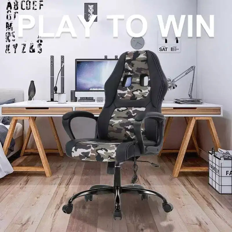 Sedia da gaming FDW, sedia da ufficio, sedia ergonomica da scrivania, sedia da computer in pelle PU con massaggio, supporto lombare, poggiatesta e braccioli