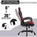 Sedia da gaming FDW, sedia da ufficio, sedia ergonomica da scrivania, sedia da computer in pelle PU con massaggio, supporto lombare, poggiatesta e braccioli
