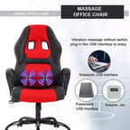 Sedia da gaming FDW, sedia da ufficio, sedia ergonomica da scrivania, sedia da computer in pelle PU con massaggio, supporto lombare, poggiatesta e braccioli