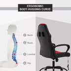 Sedia da gaming FDW, sedia da ufficio, sedia ergonomica da scrivania, sedia da computer in pelle PU con massaggio, supporto lombare, poggiatesta e braccioli