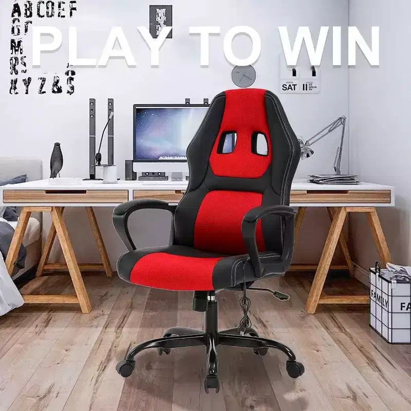 Sedia da gaming FDW, sedia da ufficio, sedia ergonomica da scrivania, sedia da computer in pelle PU con massaggio, supporto lombare, poggiatesta e braccioli