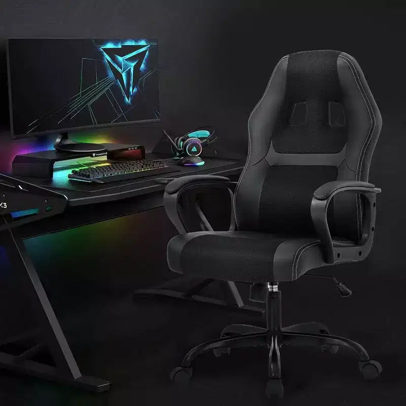 Sedia da gaming FDW, sedia da ufficio, sedia ergonomica da scrivania, sedia da computer in pelle PU con massaggio, supporto lombare, poggiatesta e braccioli