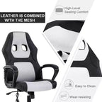Sedia da gaming FDW, sedia da ufficio, sedia ergonomica da scrivania, sedia da computer in pelle PU con massaggio, supporto lombare, poggiatesta e braccioli