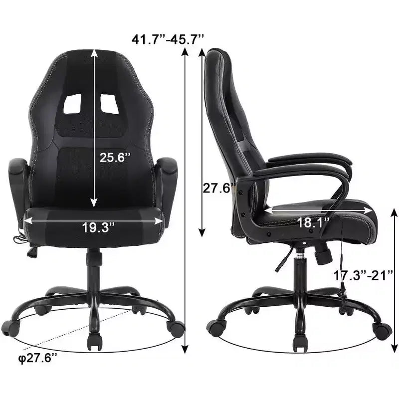 Sedia da gaming FDW, sedia da ufficio, sedia ergonomica da scrivania, sedia da computer in pelle PU con massaggio, supporto lombare, poggiatesta e braccioli