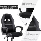 Sedia da gaming FDW, sedia da ufficio, sedia ergonomica da scrivania, sedia da computer in pelle PU con massaggio, supporto lombare, poggiatesta e braccioli