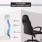 Sedia da gaming FDW, sedia da ufficio, sedia ergonomica da scrivania, sedia da computer in pelle PU con massaggio, supporto lombare, poggiatesta e braccioli