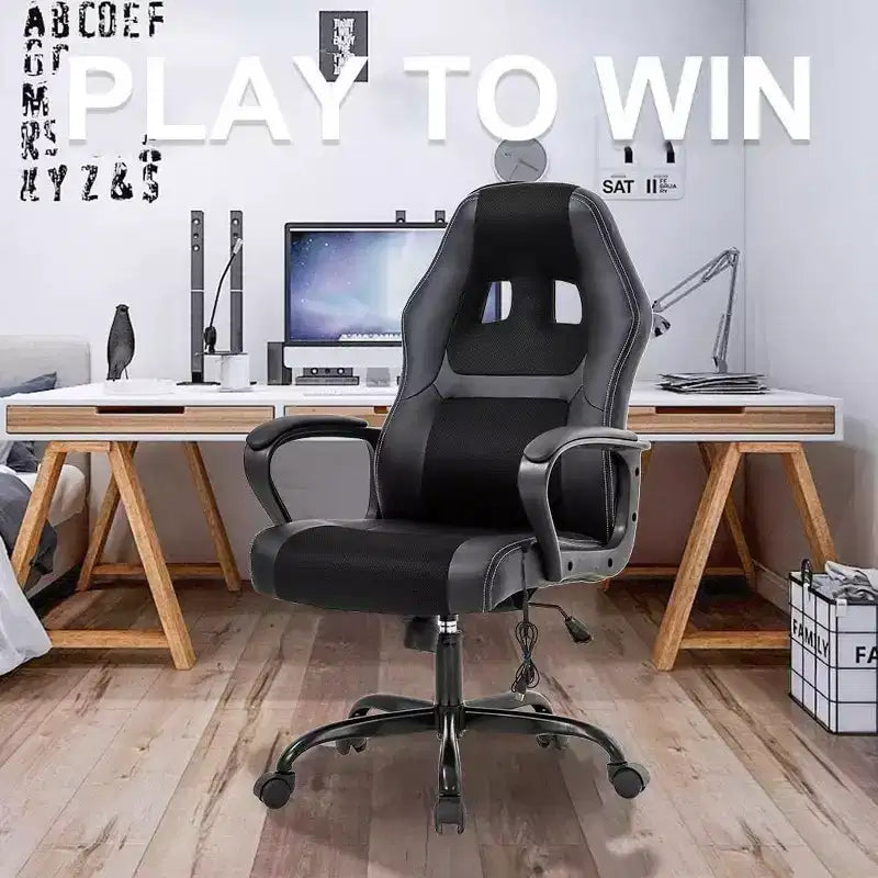Sedia da gaming FDW, sedia da ufficio, sedia ergonomica da scrivania, sedia da computer in pelle PU con massaggio, supporto lombare, poggiatesta e braccioli