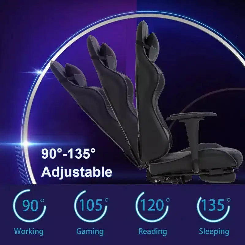 FDW Sedia da Gaming Sedia da Scrivania Sedia da Ufficio Direzionale Schienale Alto in Pelle Sintetica Sedia da Computer da Corsa con Supporto Lombare Poggiapiedi