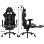 FDW Sedia da Gaming Sedia da Scrivania Sedia da Ufficio Direzionale Schienale Alto in Pelle Sintetica Sedia da Computer da Corsa con Supporto Lombare Poggiapiedi