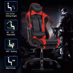 FDW Sedia da Gaming Sedia da Scrivania Sedia da Ufficio Direzionale Schienale Alto in Pelle Sintetica Sedia da Computer da Corsa con Supporto Lombare Poggiapiedi