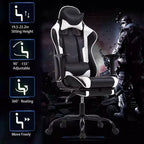 FDW Sedia da Gaming Sedia da Scrivania Sedia da Ufficio Direzionale Schienale Alto in Pelle Sintetica Sedia da Computer da Corsa con Supporto Lombare Poggiapiedi