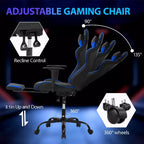 FDW Racing Gaming Chair Sedie da gioco con scrivania per computer Poggiatesta in pelle PU Supporto lombare e sedile girevole a 360°