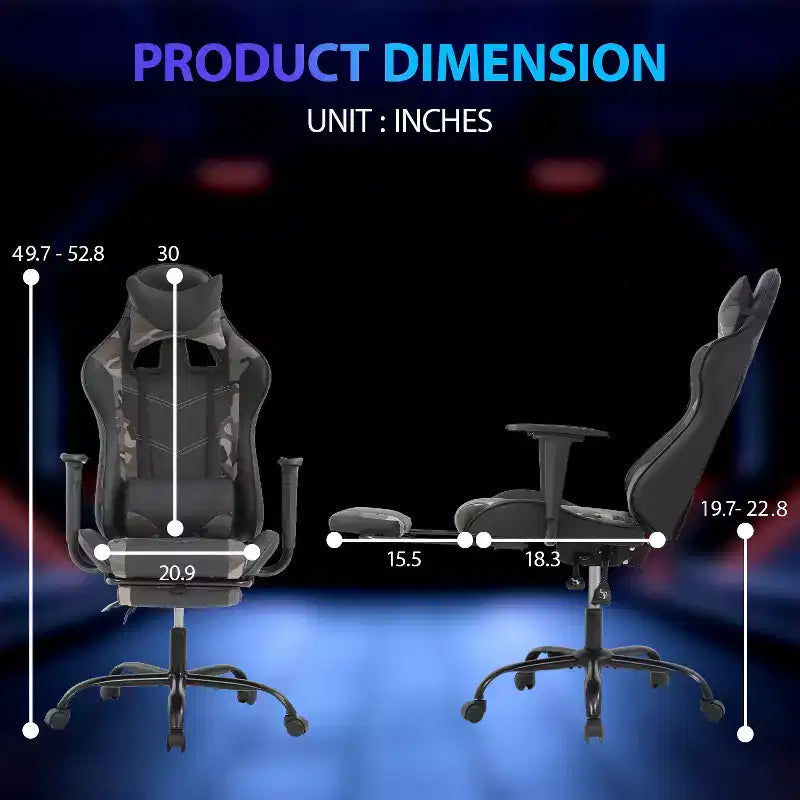 FDW Racing Gaming Chair Sedie da gioco con scrivania per computer Poggiatesta in pelle PU Supporto lombare e sedile girevole a 360°