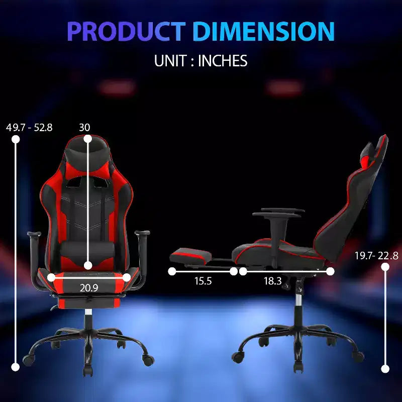 FDW Racing Gaming Chair Sedie da gioco con scrivania per computer Poggiatesta in pelle PU Supporto lombare e sedile girevole a 360°