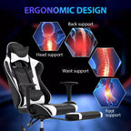 FDW Racing Gaming Chair Sedie da gioco con scrivania per computer Poggiatesta in pelle PU Supporto lombare e sedile girevole a 360°