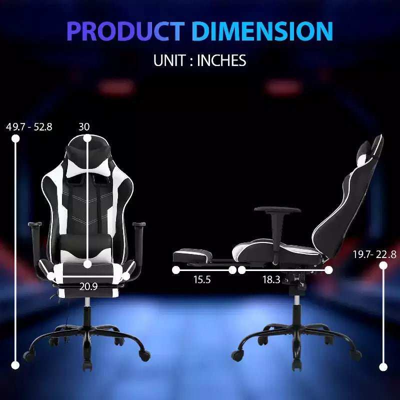 FDW Racing Gaming Chair Sedie da gioco con scrivania per computer Poggiatesta in pelle PU Supporto lombare e sedile girevole a 360°