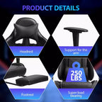 FDW Racing Gaming Chair Sedie da gioco con scrivania per computer Poggiatesta in pelle PU Supporto lombare e sedile girevole a 360°