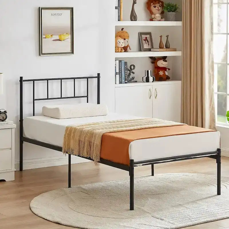 Ensemble de 2 cadres de lit VECELO 3 pièces avec tête de lit en bois et tables de chevet modernes