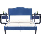 VECELO, cinq couleurs, cadre de lit plateforme rembourré 3 pièces avec tête de lit réglable et tables de chevet (ensemble de 2).