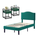 VECELO, cinq couleurs, cadre de lit plateforme rembourré 3 pièces avec tête de lit réglable et tables de chevet (ensemble de 2).