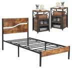 Ensemble de chambre Taomika 3 pièces, cadre de lit plateforme et ensemble de 2 tables de chevet modernes