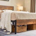 Ensemble de chambre Taomika 3 pièces, cadre de lit plateforme et ensemble de 2 tables de chevet modernes