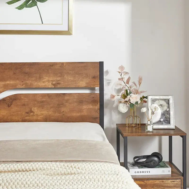 Ensemble de chambre Taomika 3 pièces, cadre de lit plateforme et ensemble de 2 tables de chevet modernes