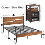 Ensemble de chambre Taomika 3 pièces, cadre de lit plateforme et ensemble de 2 tables de chevet modernes
