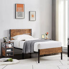 Ensemble de chambre Taomika 3 pièces, cadre de lit plateforme et ensemble de 2 tables de chevet modernes