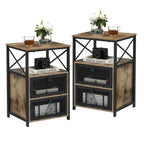 Ensemble de chambre Taomika 3 pièces, cadre de lit plateforme et ensemble de 2 tables de chevet modernes