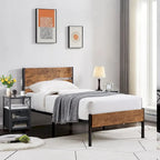 Ensemble de chambre Taomika 3 pièces, cadre de lit plateforme et ensemble de 2 tables de chevet modernes