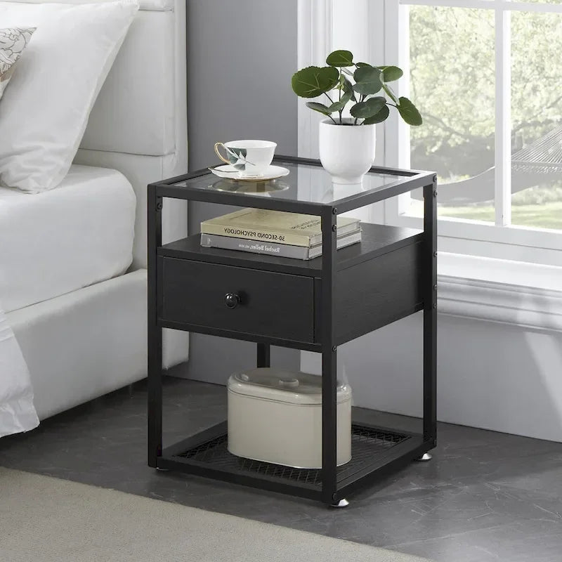 Ensembles de chambre à coucher, 15 styles au choix, ensemble 3 pièces avec lit rembourré à hauteur réglable et 2 tables de chevet - VECELO