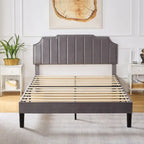 Ensembles de chambre à coucher, 15 styles au choix, ensemble 3 pièces avec lit rembourré à hauteur réglable et 2 tables de chevet - VECELO