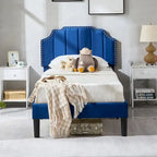 Ensembles de chambre à coucher, 15 styles au choix, ensemble 3 pièces avec lit rembourré à hauteur réglable et 2 tables de chevet - VECELO