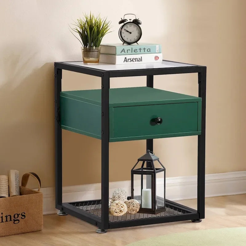 Ensembles de chambre à coucher, 15 styles au choix, ensemble 3 pièces avec lit rembourré à hauteur réglable et 2 tables de chevet - VECELO