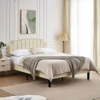 Ensembles de chambre à coucher, 15 styles au choix, ensemble 3 pièces avec lit rembourré à hauteur réglable et 2 tables de chevet - VECELO