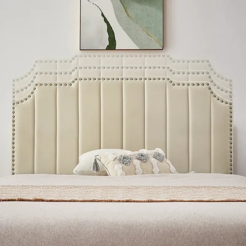 Ensembles de chambre à coucher, 15 styles au choix, ensemble 3 pièces avec lit rembourré à hauteur réglable et 2 tables de chevet - VECELO