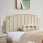 Ensembles de chambre à coucher, 15 styles au choix, ensemble 3 pièces avec lit rembourré à hauteur réglable et 2 tables de chevet - VECELO