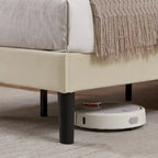 Ensembles de chambre à coucher, 15 styles au choix, ensemble 3 pièces avec lit rembourré à hauteur réglable et 2 tables de chevet - VECELO