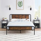 Taomika set 3 pezzi: letto e comodini stile industrial moderno