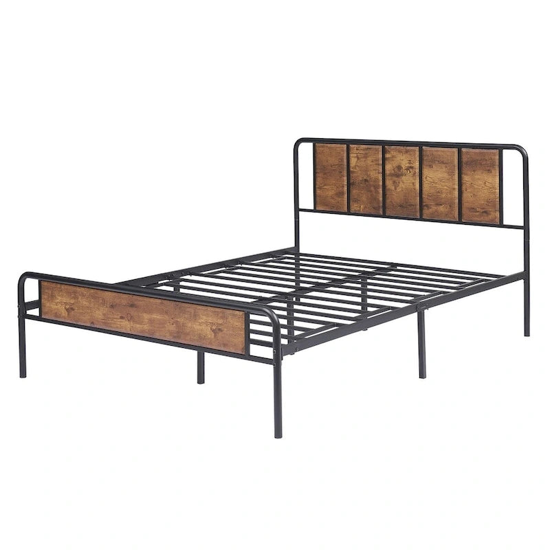 Taomika set 3 pezzi: letto e comodini stile industrial moderno