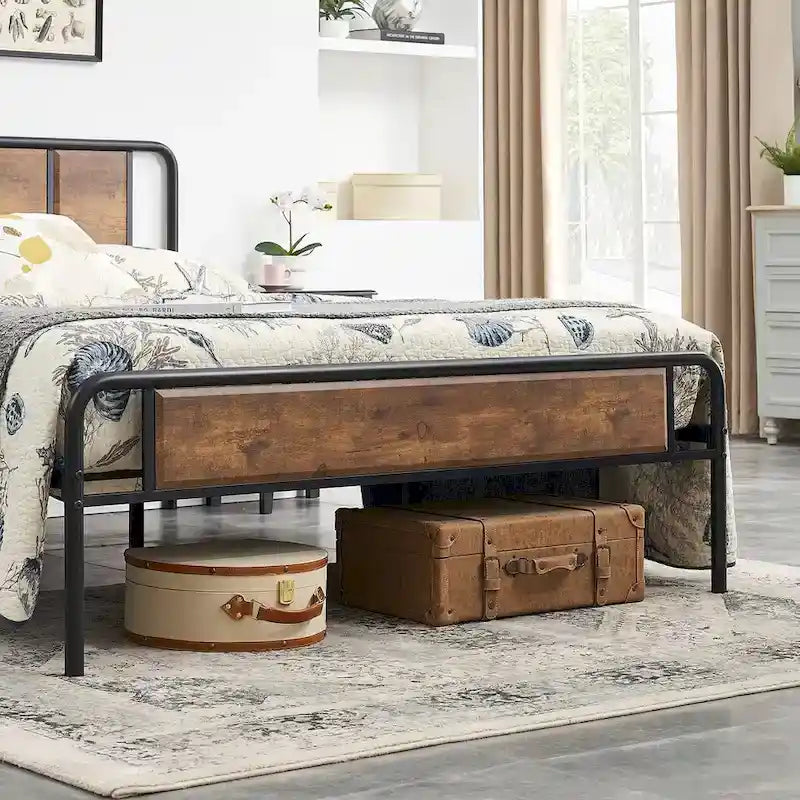 Taomika set 3 pezzi: letto e comodini stile industrial moderno