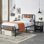 Taomika set 3 pezzi: letto e comodini stile industrial moderno