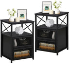 Taomika set 3 pezzi: letto e comodini stile industrial moderno