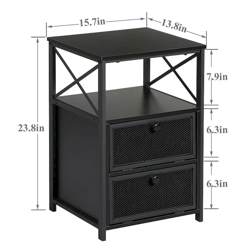Taomika set 3 pezzi: letto e comodini stile industrial moderno
